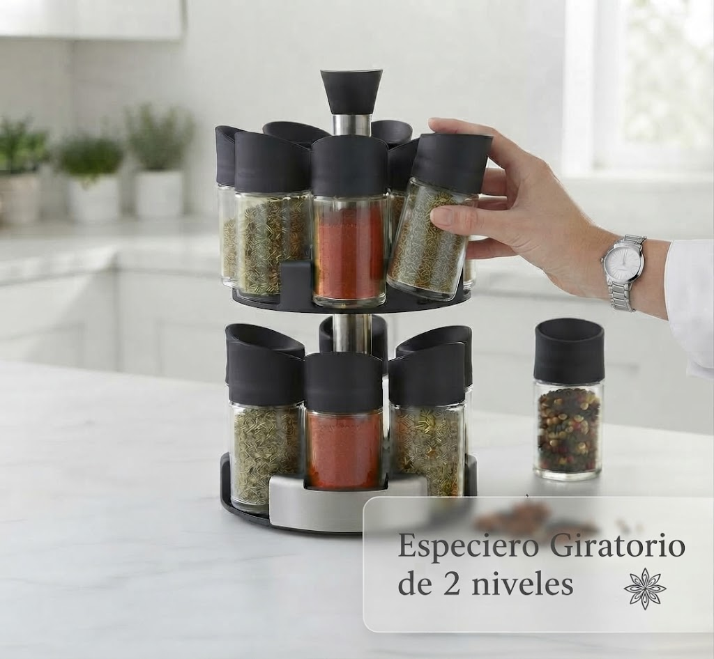 🌟 Especiero Giratorio de 2 Niveles